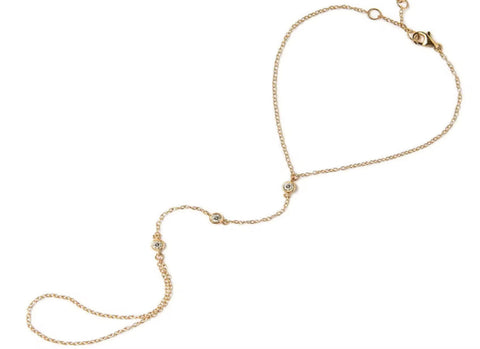 Gold bracelet with small cz stones on a white background